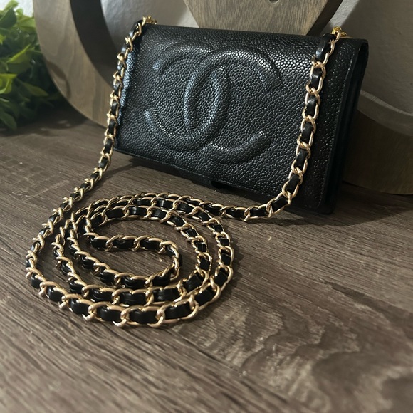 🖤⚜️Chanel Caviar Timeless Wallet on a Chain Micro Gold Tone Crossbody WOC Revamp - Picture 3 of 16